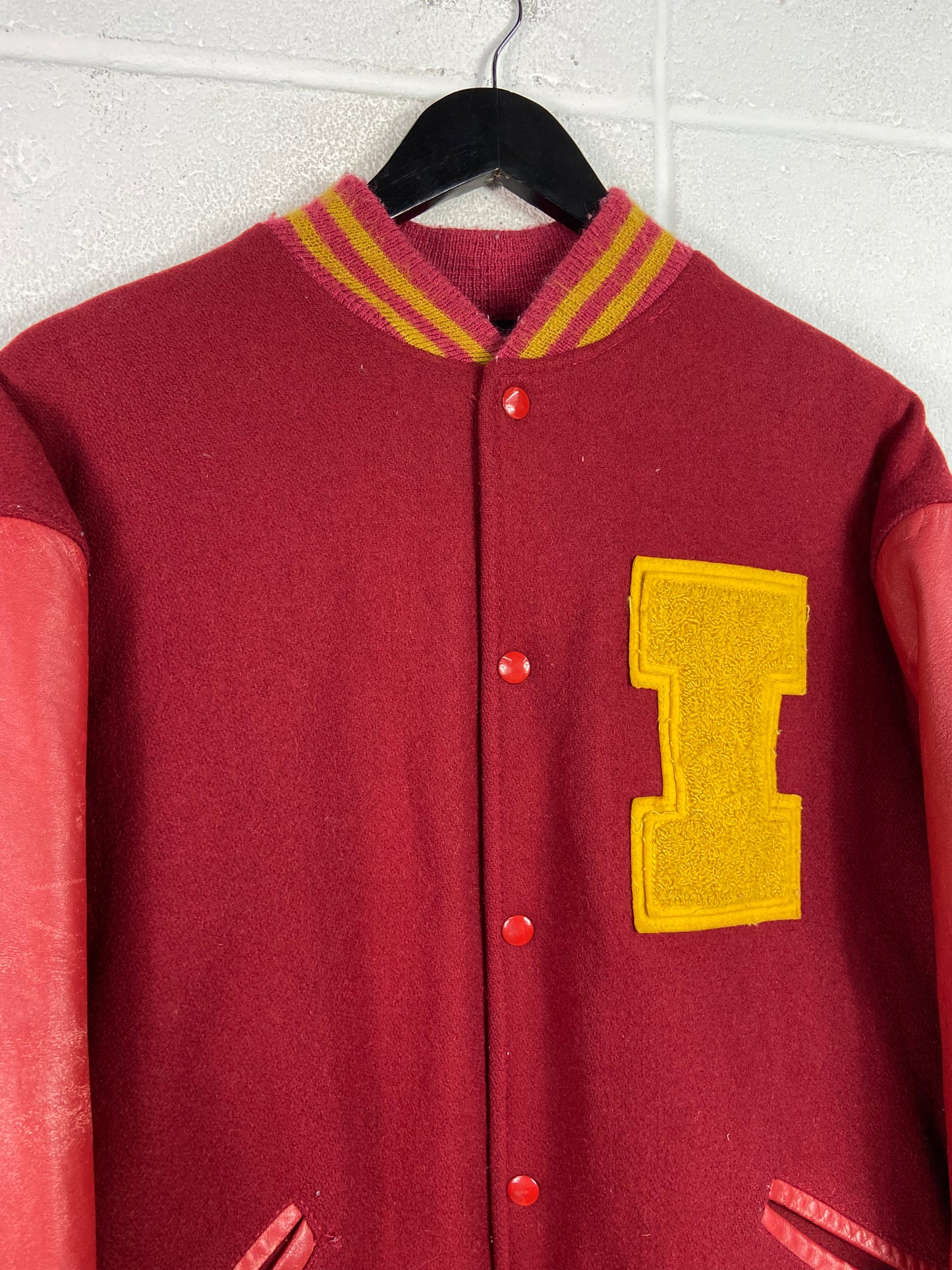 VTG Meca Red/Yellow Varsity Jacket Sz XL