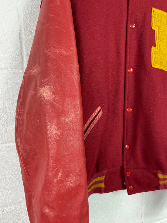 VTG Meca Red/Yellow Varsity Jacket Sz XL