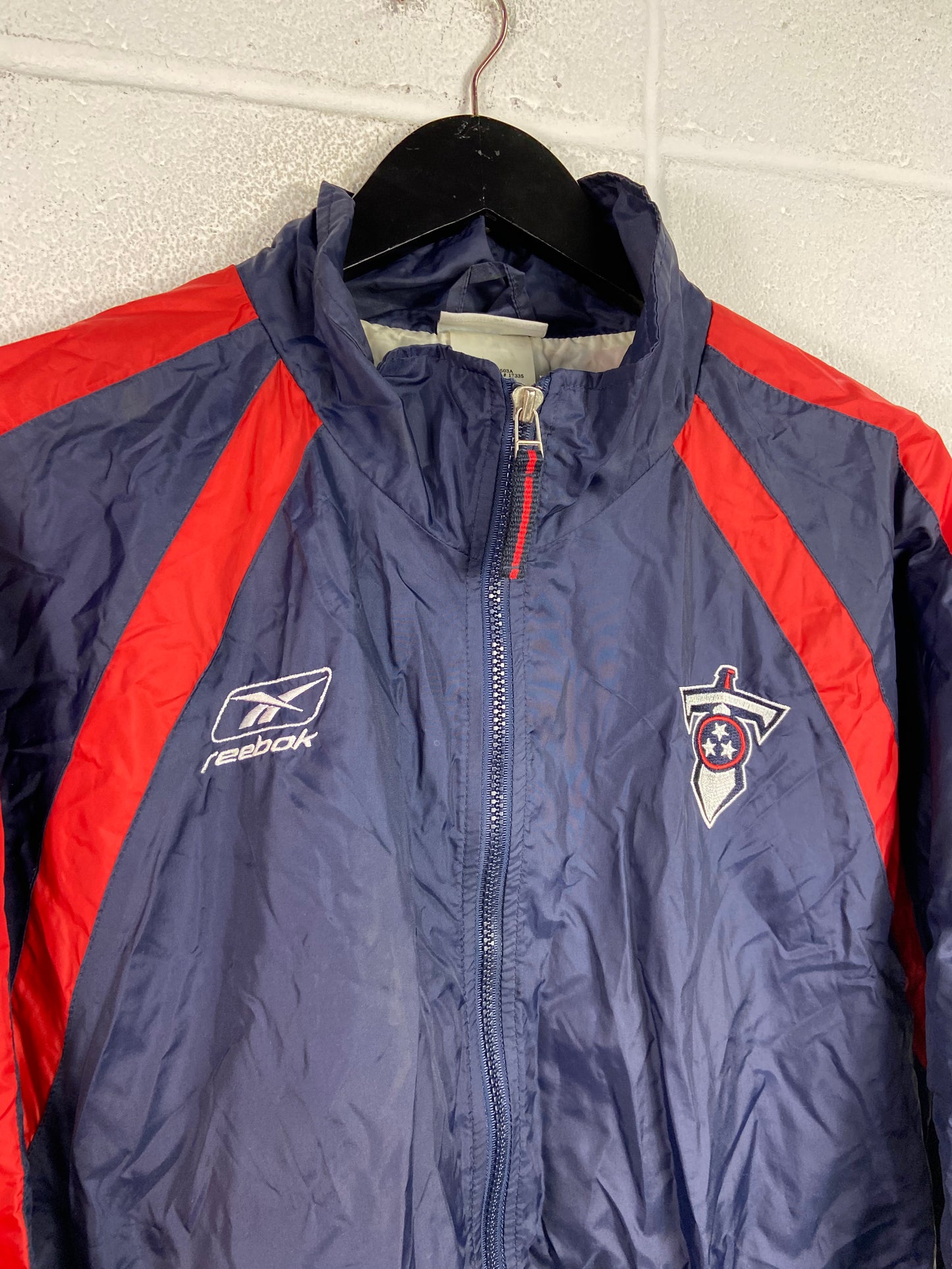 VTG Tennessee Titans Reebok Zip Up Windbreaker Jacket Sz XL