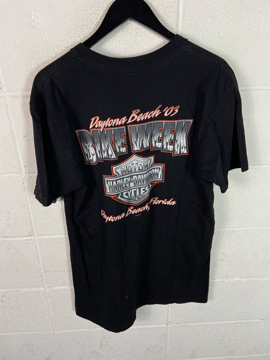 VTG Harley Davidson Bike Week 2003 Chrome Tee Sz L