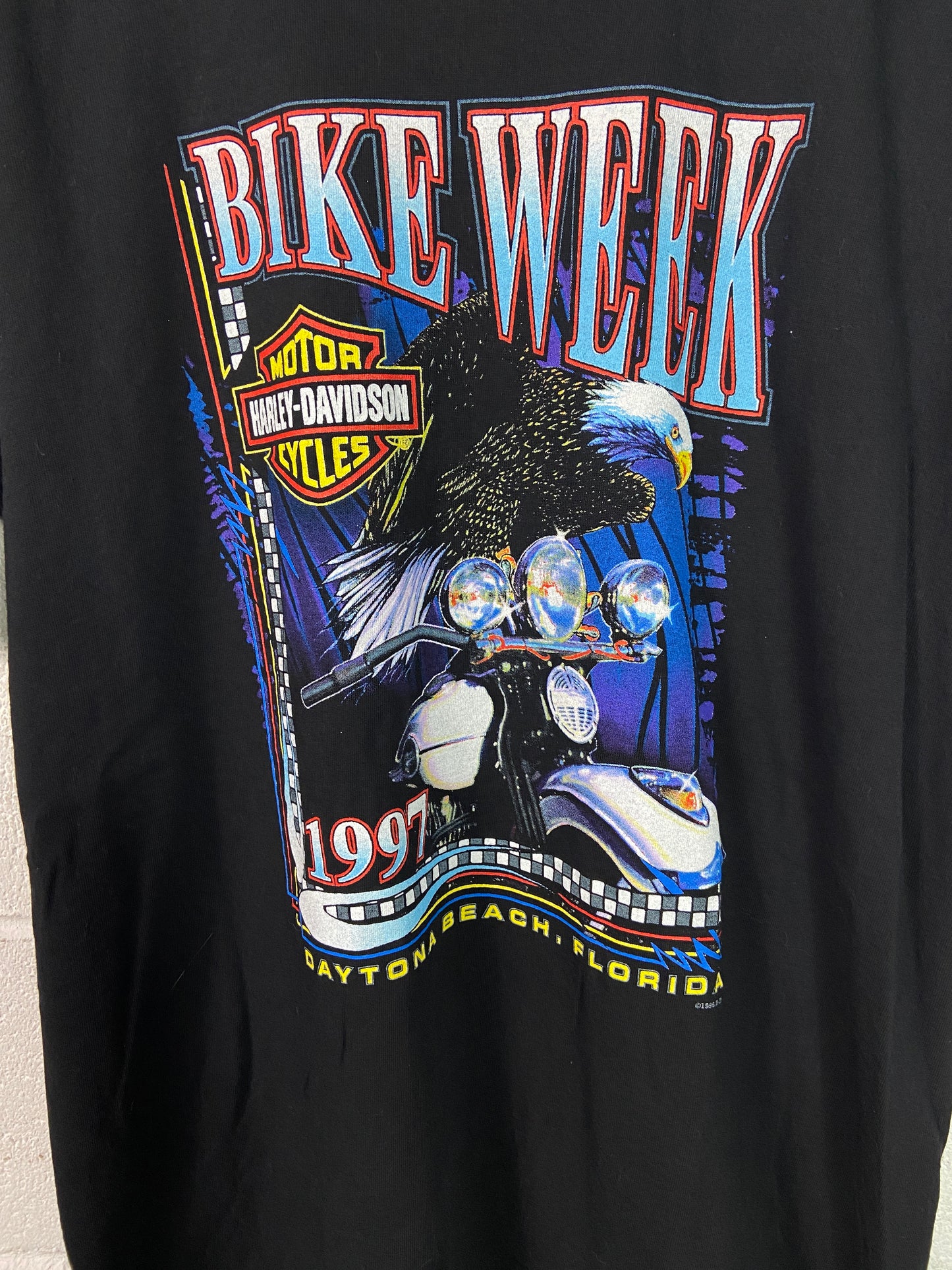 VTG 1997 Harley Davidson Bike Week Eagle Riding Tee Sz XL