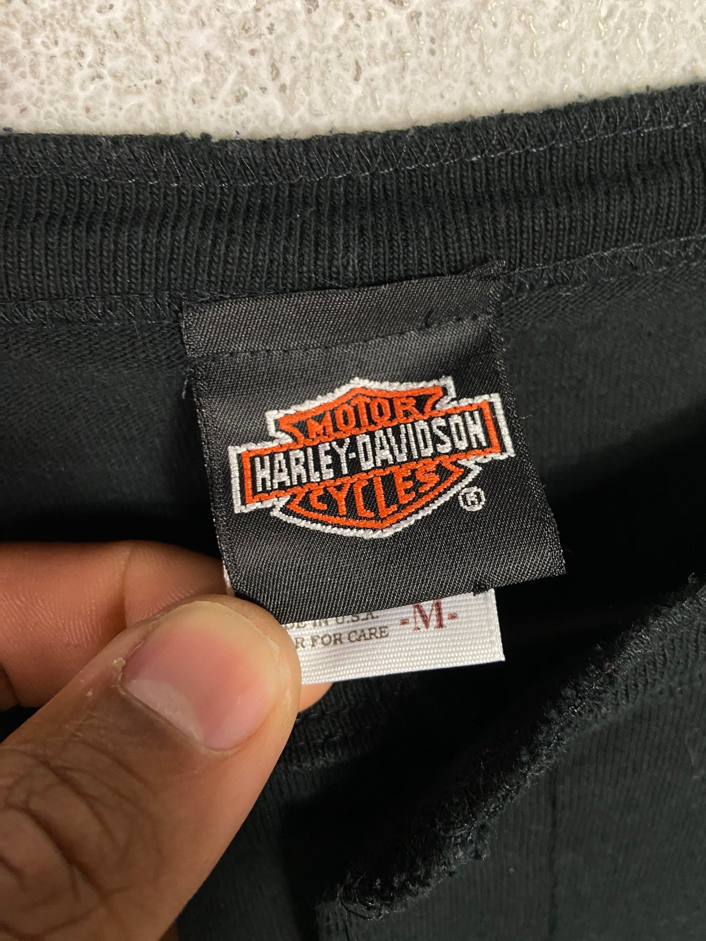 VTG Black Hills Harley Davidson Rapid City Henley Tee Sz Med