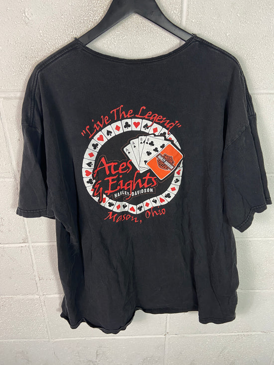 VTG Aces & Eights Harley Davidson Card Tee Sz 3XL