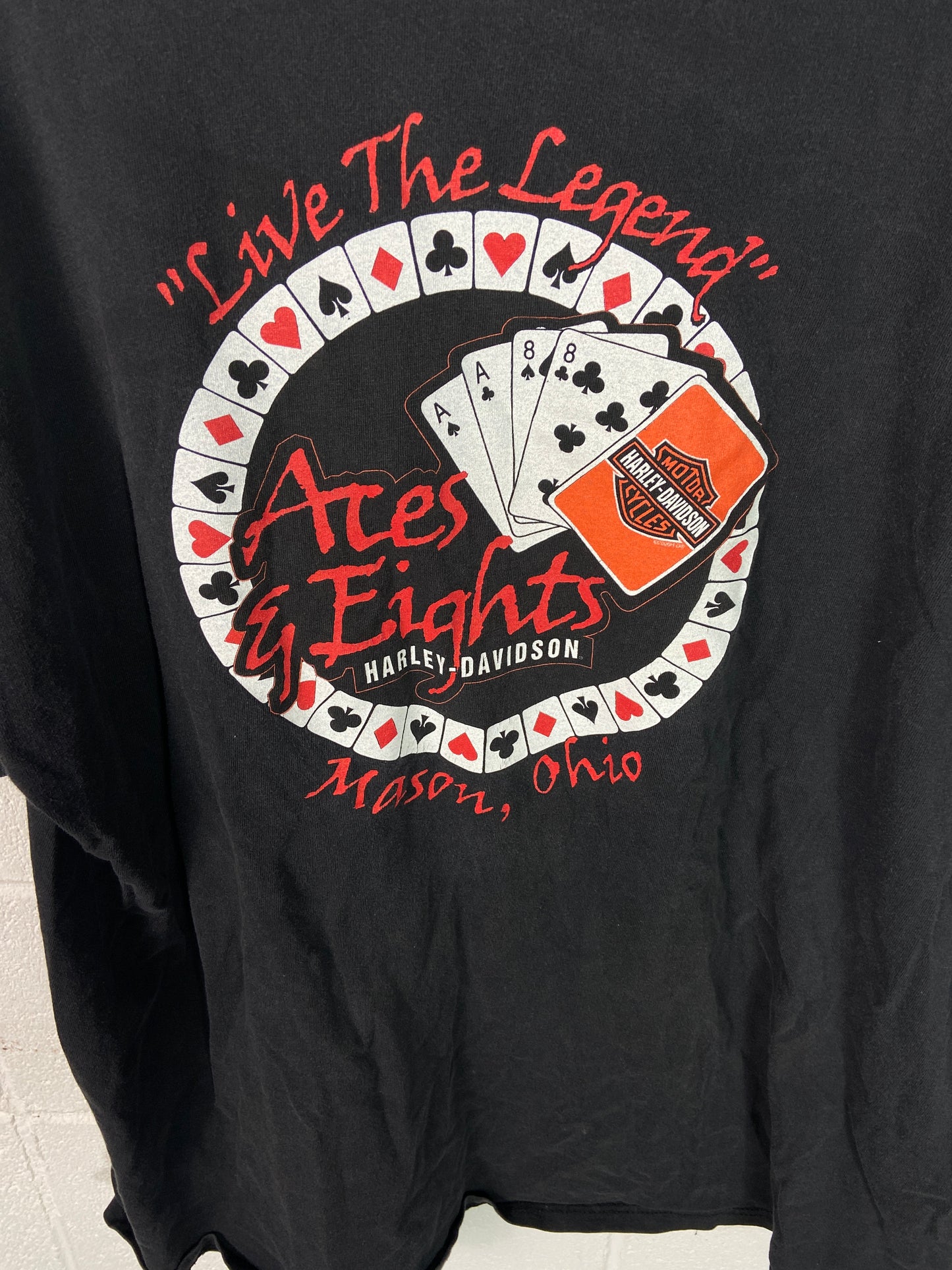 VTG Aces & Eights Harley Davidson Card Tee Sz 3XL