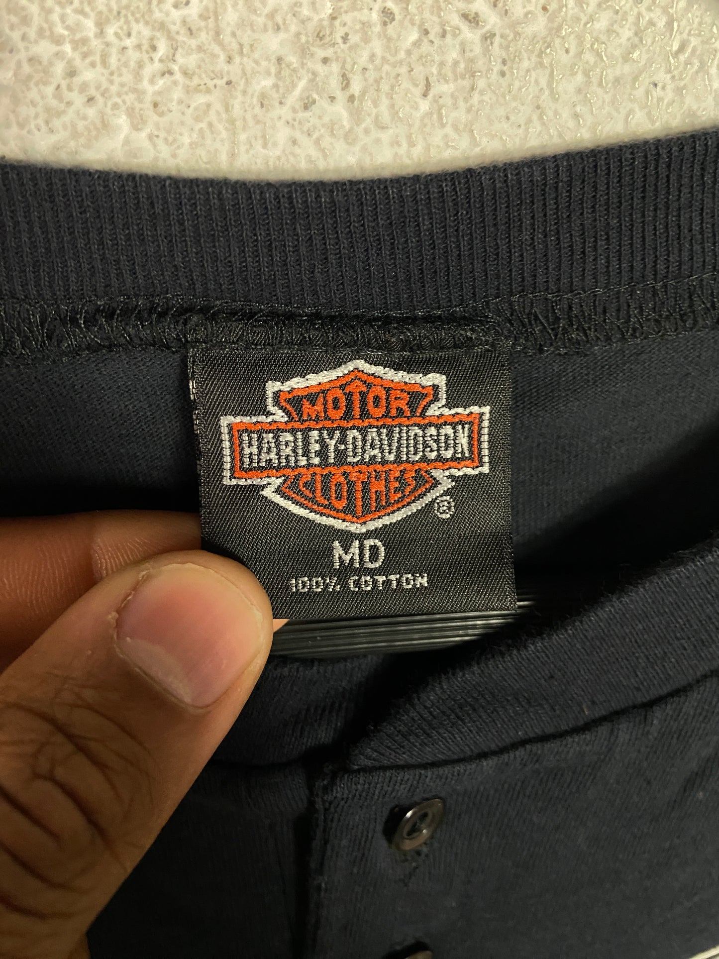 VTG 1994 Harley Davidson Purple Lightning Henley Tee Sz Medium