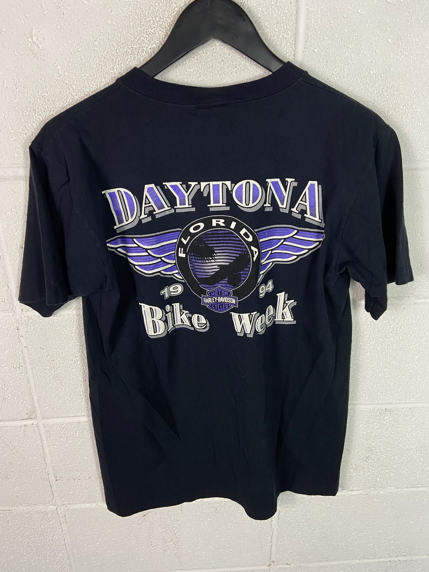 VTG 1994 Harley Davidson Purple Lightning Henley Tee Sz Medium