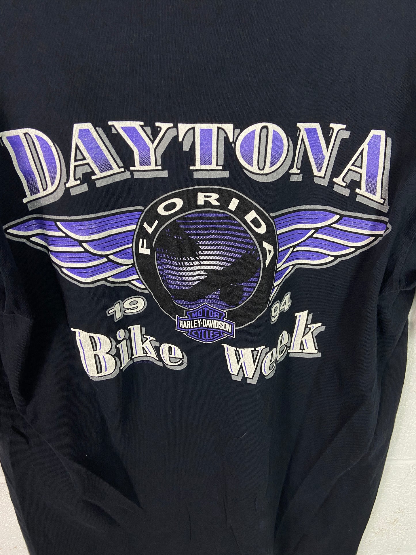 VTG 1994 Harley Davidson Purple Lightning Henley Tee Sz Medium