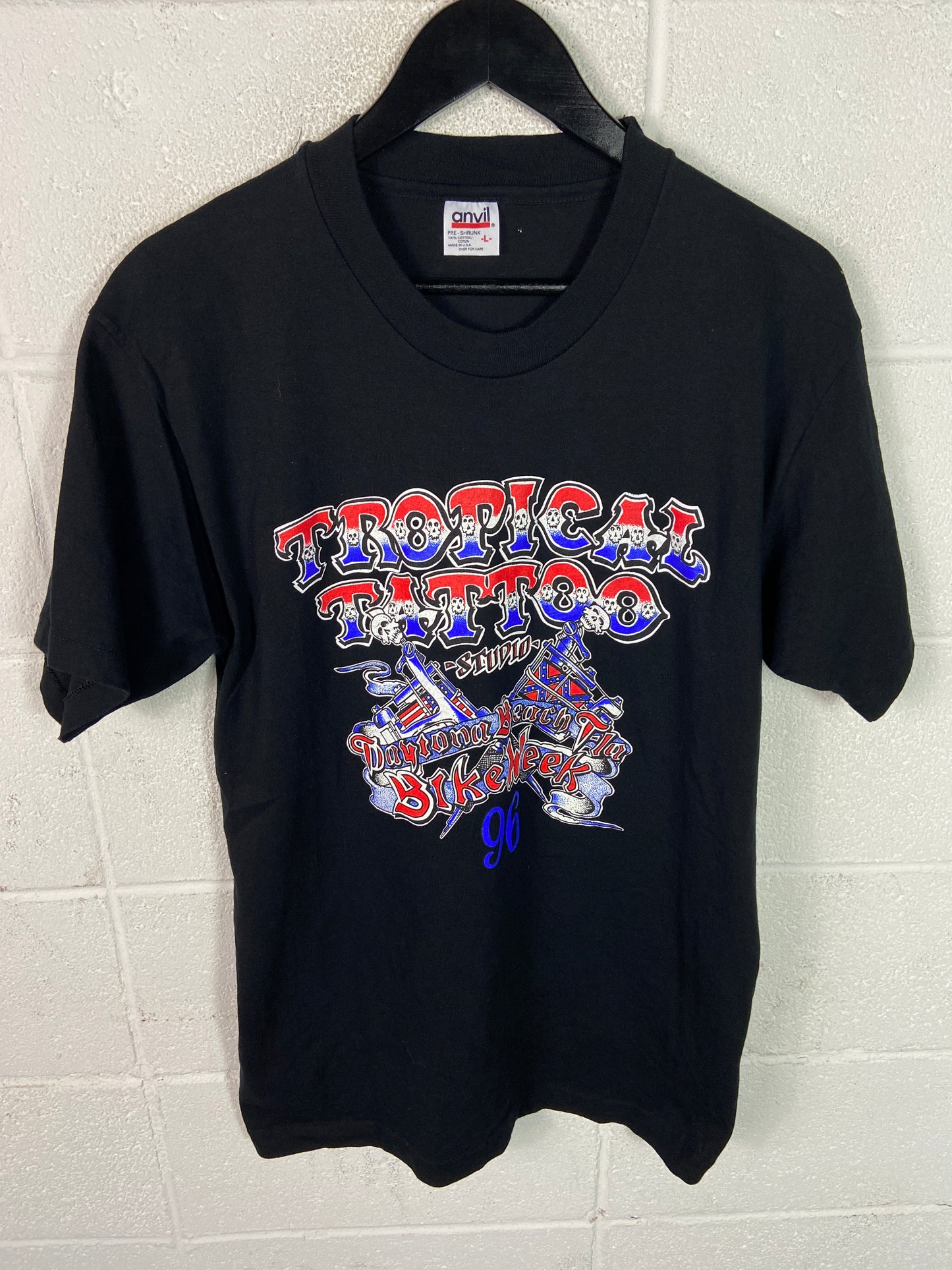 VTG 1996 Tropical Tattoo Studio Daytona Tee Sz Large