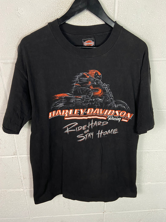 VTG Harley Davidson Racing Ride Hard Tee Sz Large