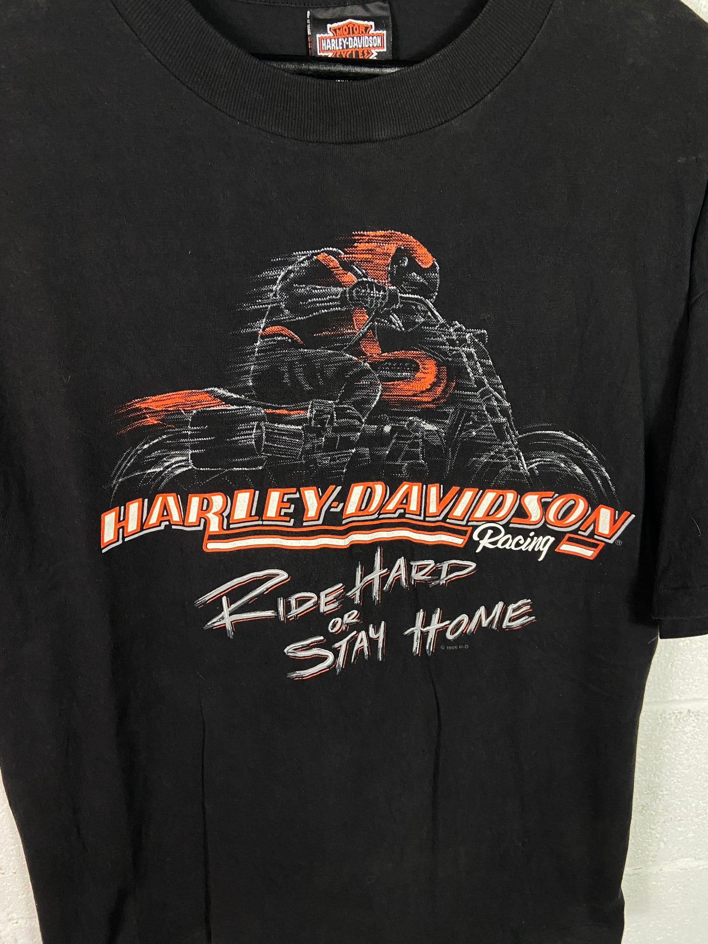 VTG Harley Davidson Racing Ride Hard Tee Sz Large