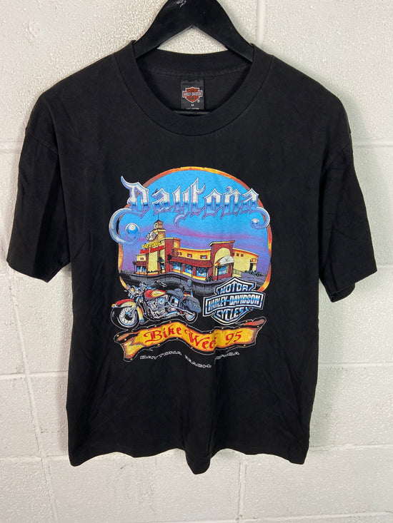 VTG 1995 Harley Davidson Bike Week Cafe Tee Sz Med