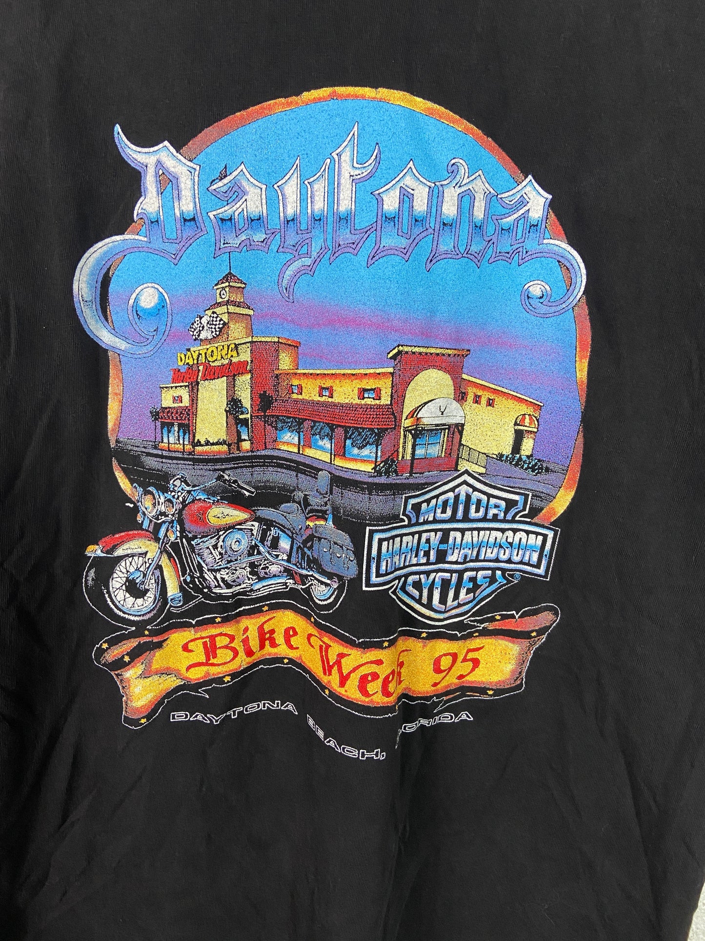 VTG 1995 Harley Davidson Bike Week Cafe Tee Sz Med