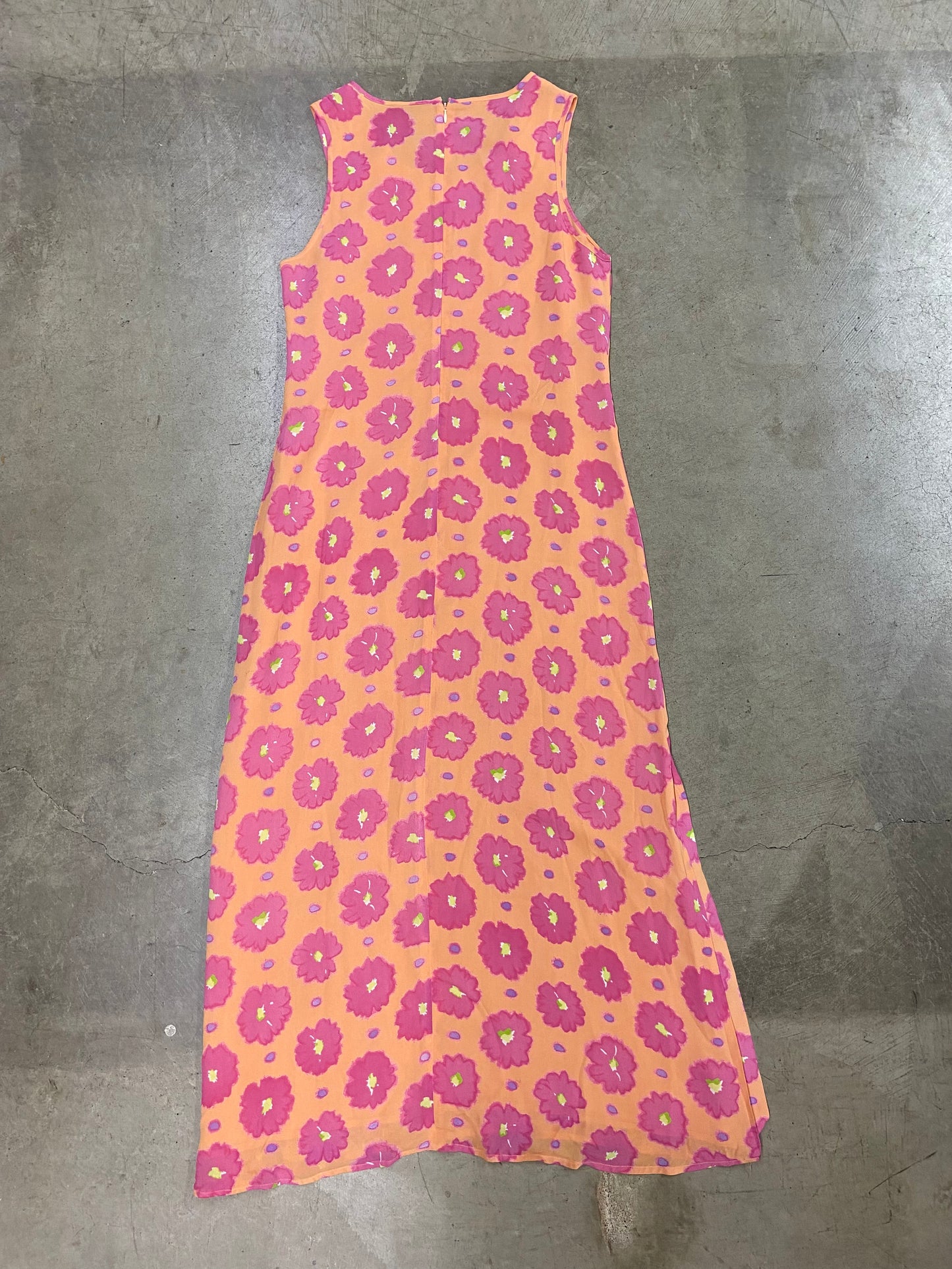 VTG Pink/Purple Floral Maxi Dress Sz M