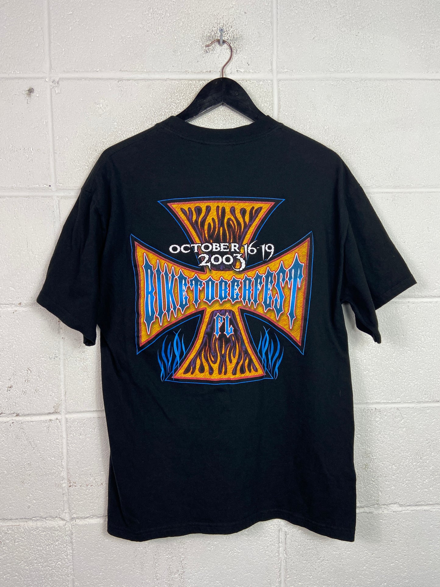 Y2K Biketoberfest '03 Cross Black Tee Sz L