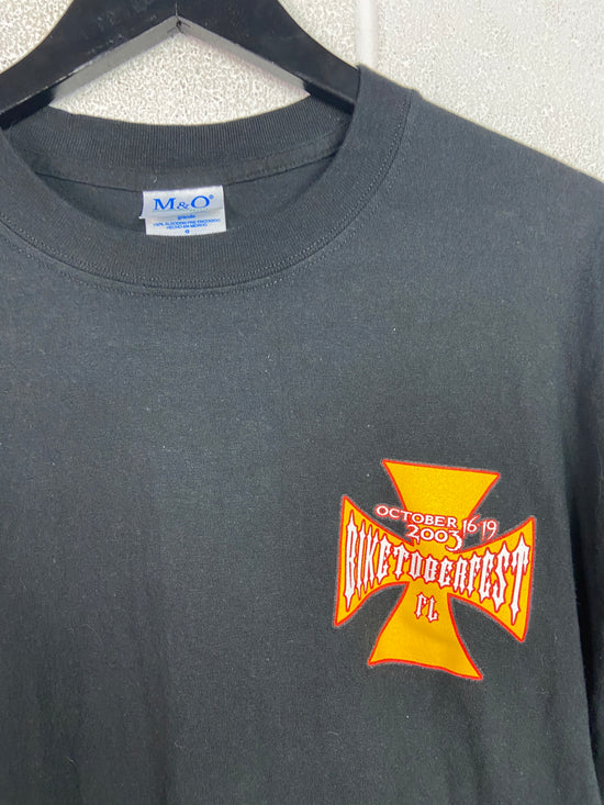 Y2K Biketoberfest '03 Cross Black Tee Sz L