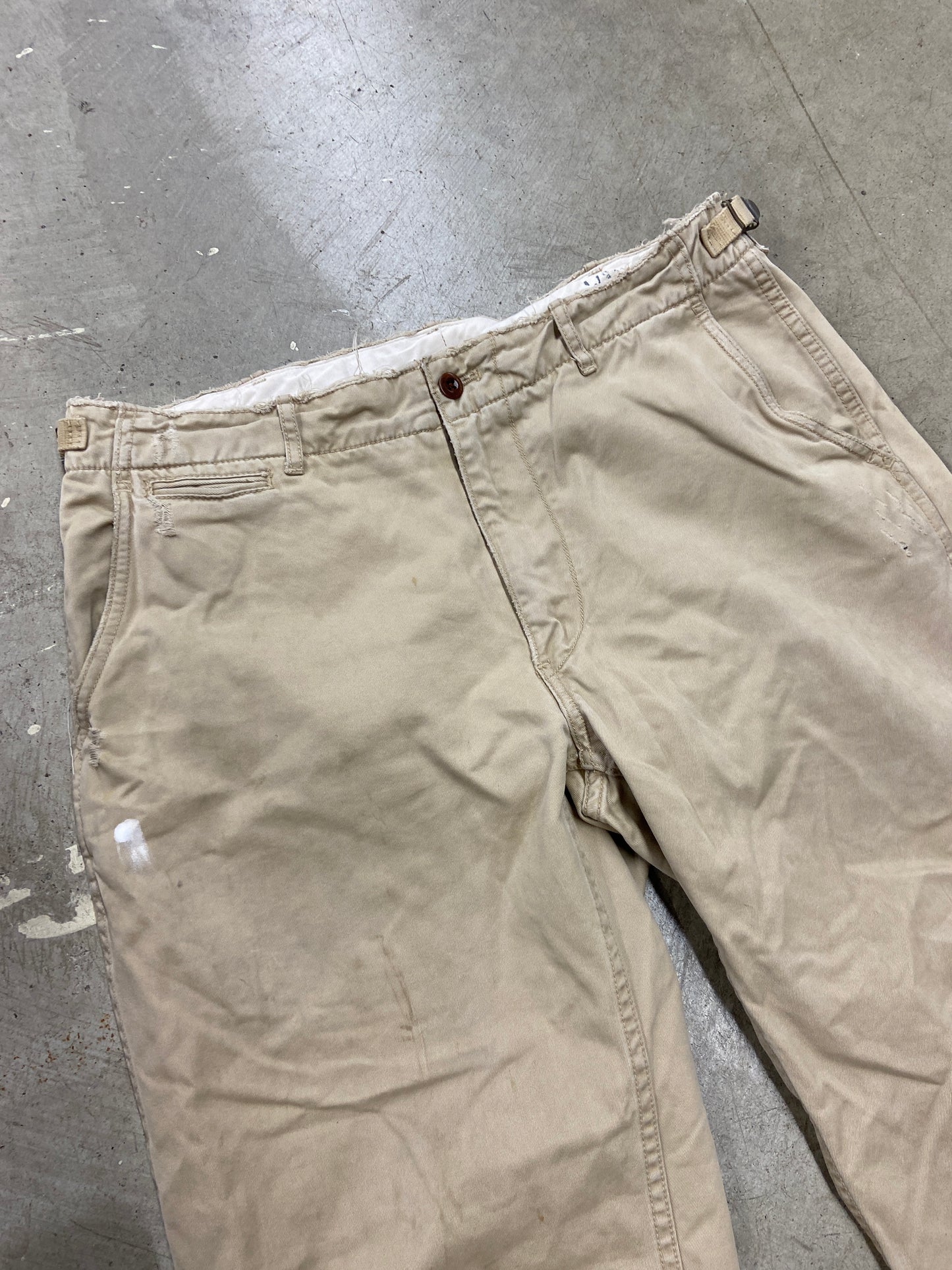 VTG Polo Ralph Lauren Tan Army Chino Pants Sz 36x30