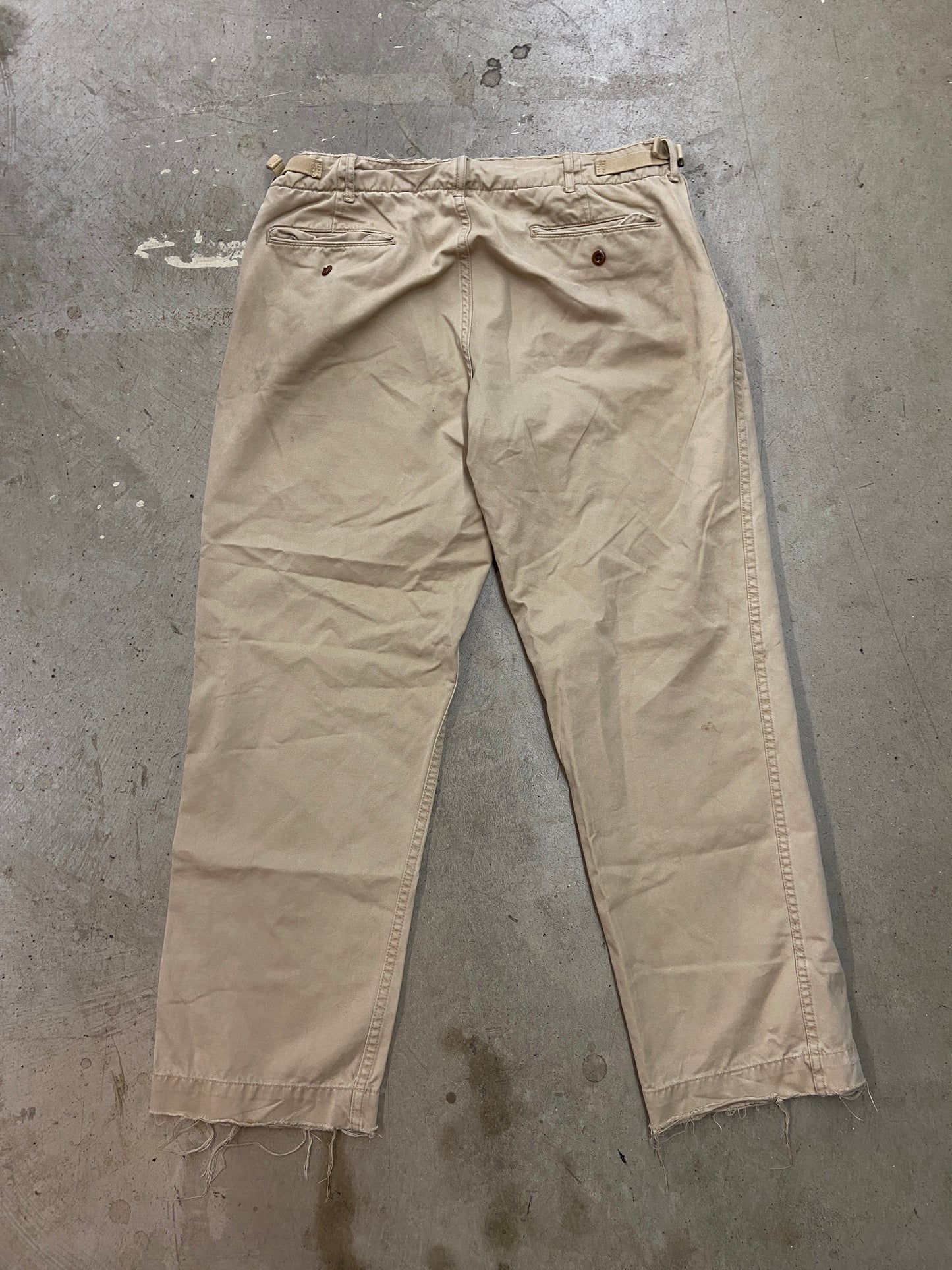 VTG Polo Ralph Lauren Tan Army Chino Pants Sz 36x30