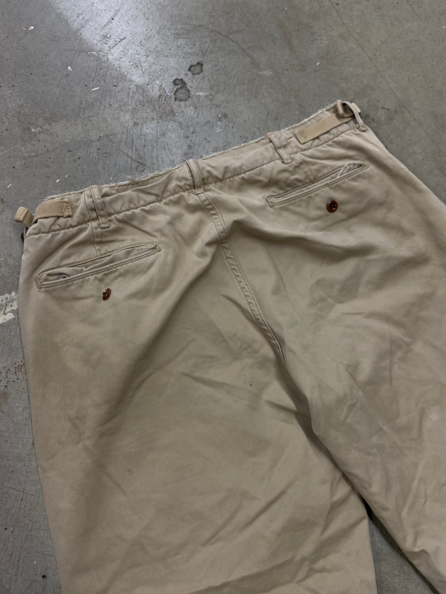 VTG Polo Ralph Lauren Tan Army Chino Pants Sz 36x30