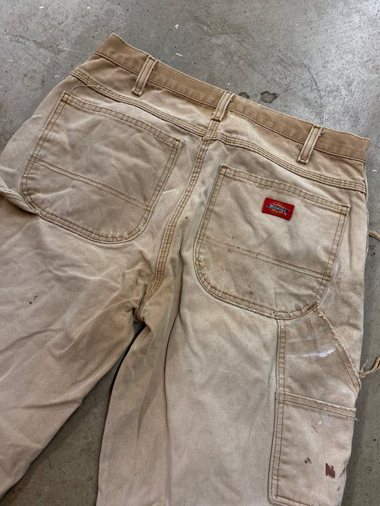 VTG Dickies Thrashed Tan Carpenter Pants Sz 32x32
