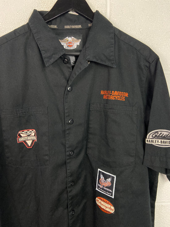 Y2K Harley Davidson S/S Black Button Up Shirt Sz XL