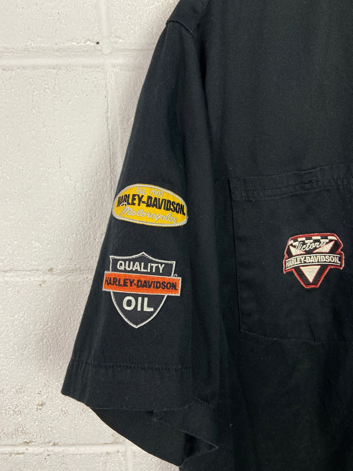 Y2K Harley Davidson S/S Black Button Up Shirt Sz XL
