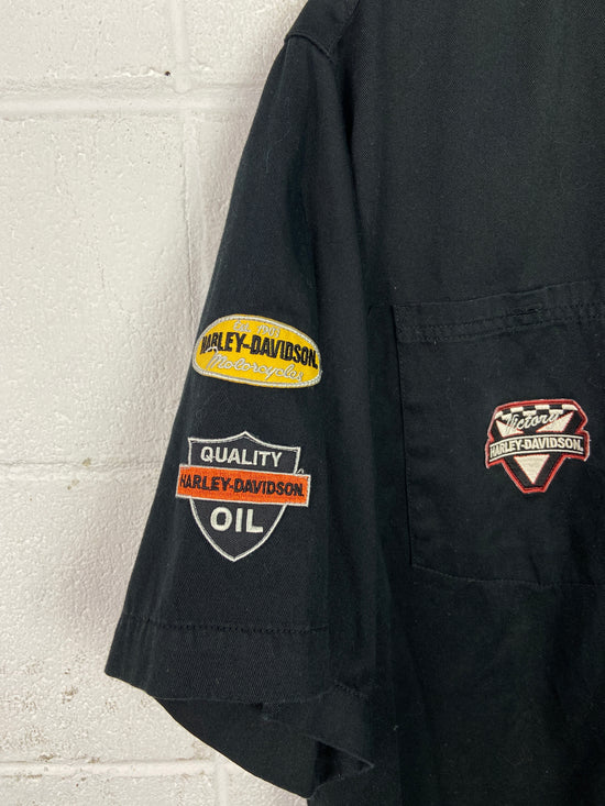 Y2K Harley Davidson S/S Black Button Up Shirt Sz XL
