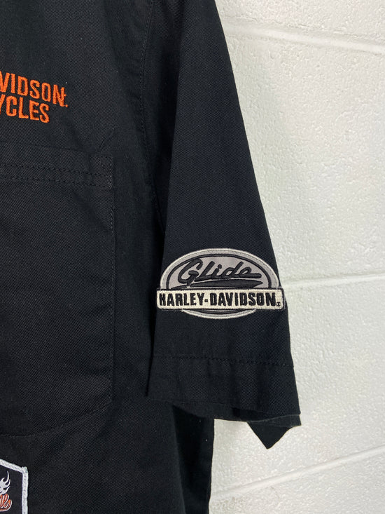 Y2K Harley Davidson S/S Black Button Up Shirt Sz XL