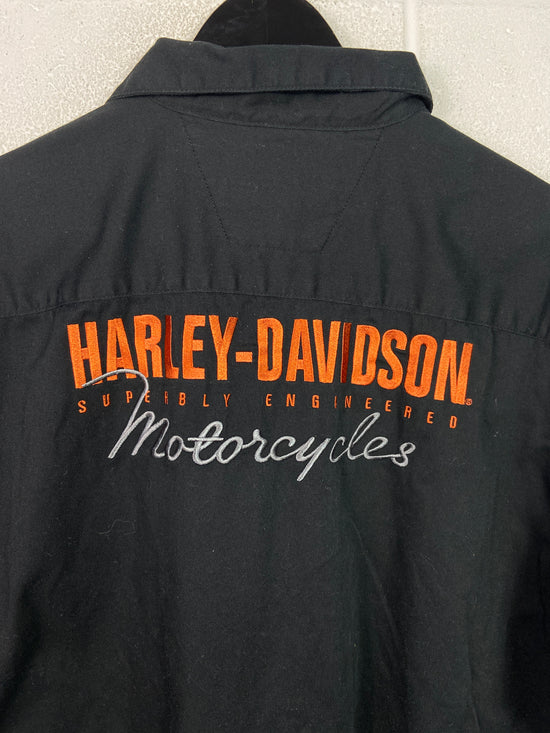 Y2K Harley Davidson S/S Black Button Up Shirt Sz XL