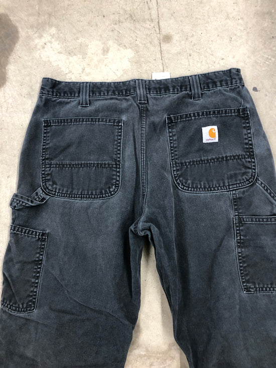 VTG Black Carhartt Carpenter Pants Sz 34x32