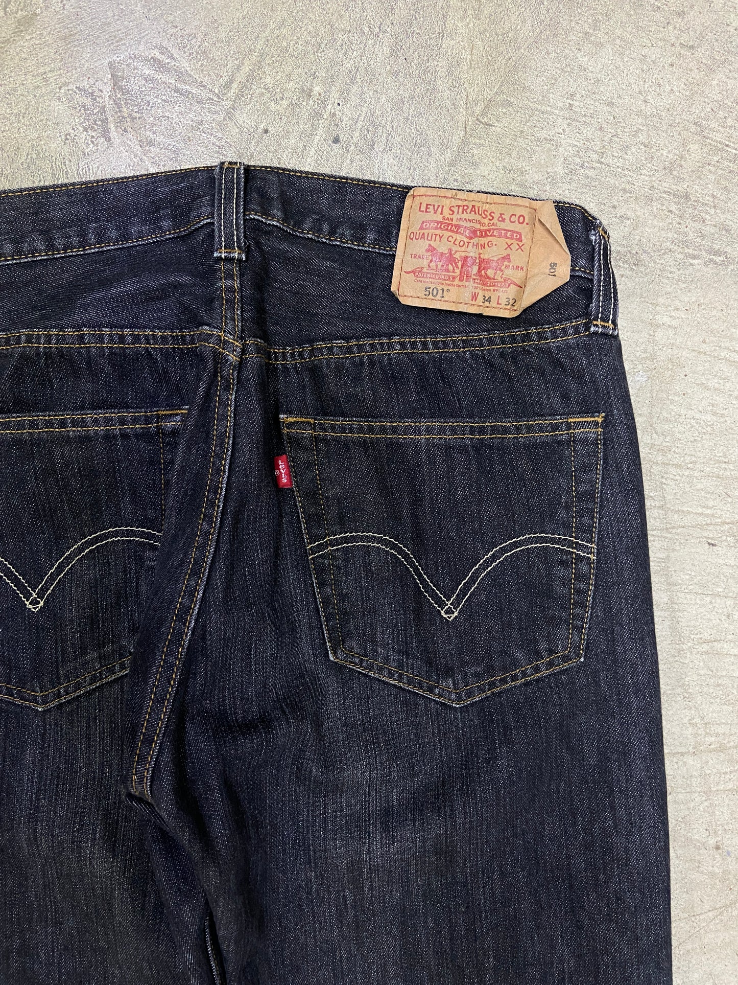 VTG Levi's 501 Black Denim Jeans Sz 34x32