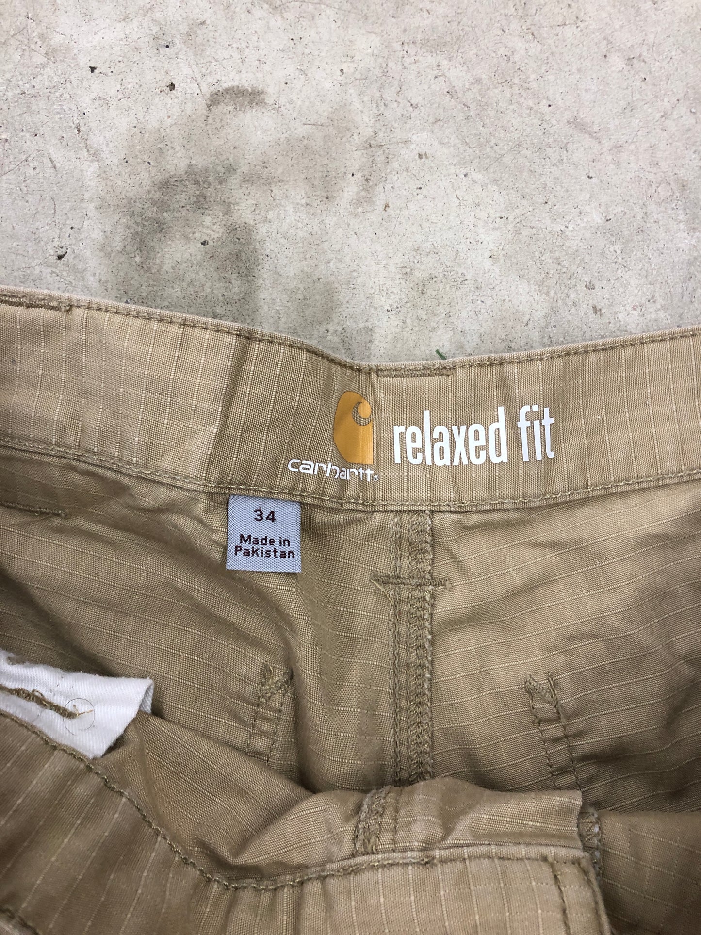 Y2K Carhartt Tan Canvas Cargo Shorts Sz 34