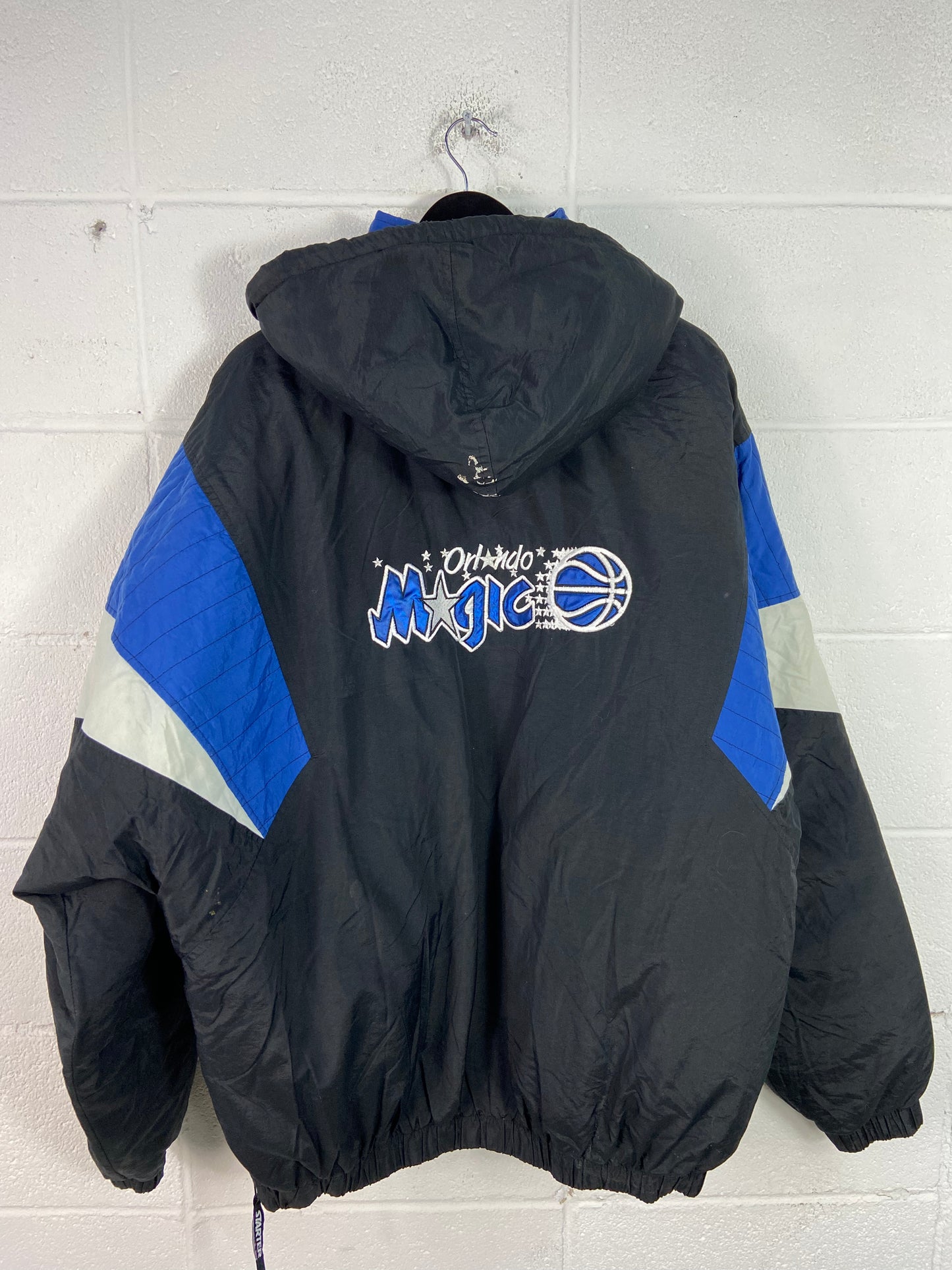 VTG Orlando Magic Starter Black Puffer Jacket Sz XXL