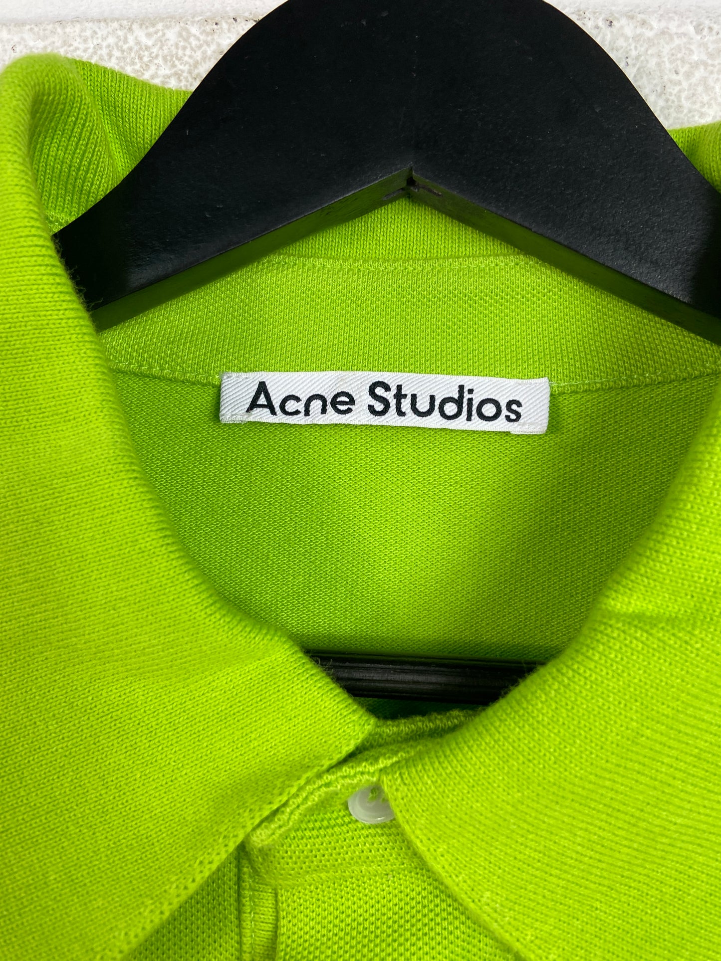 Acne Studios Volt Green Chainstitch Polo Shirt Sz XL