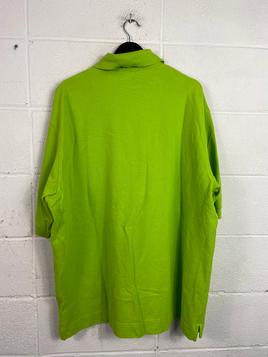 Acne Studios Volt Green Chainstitch Polo Shirt Sz XL