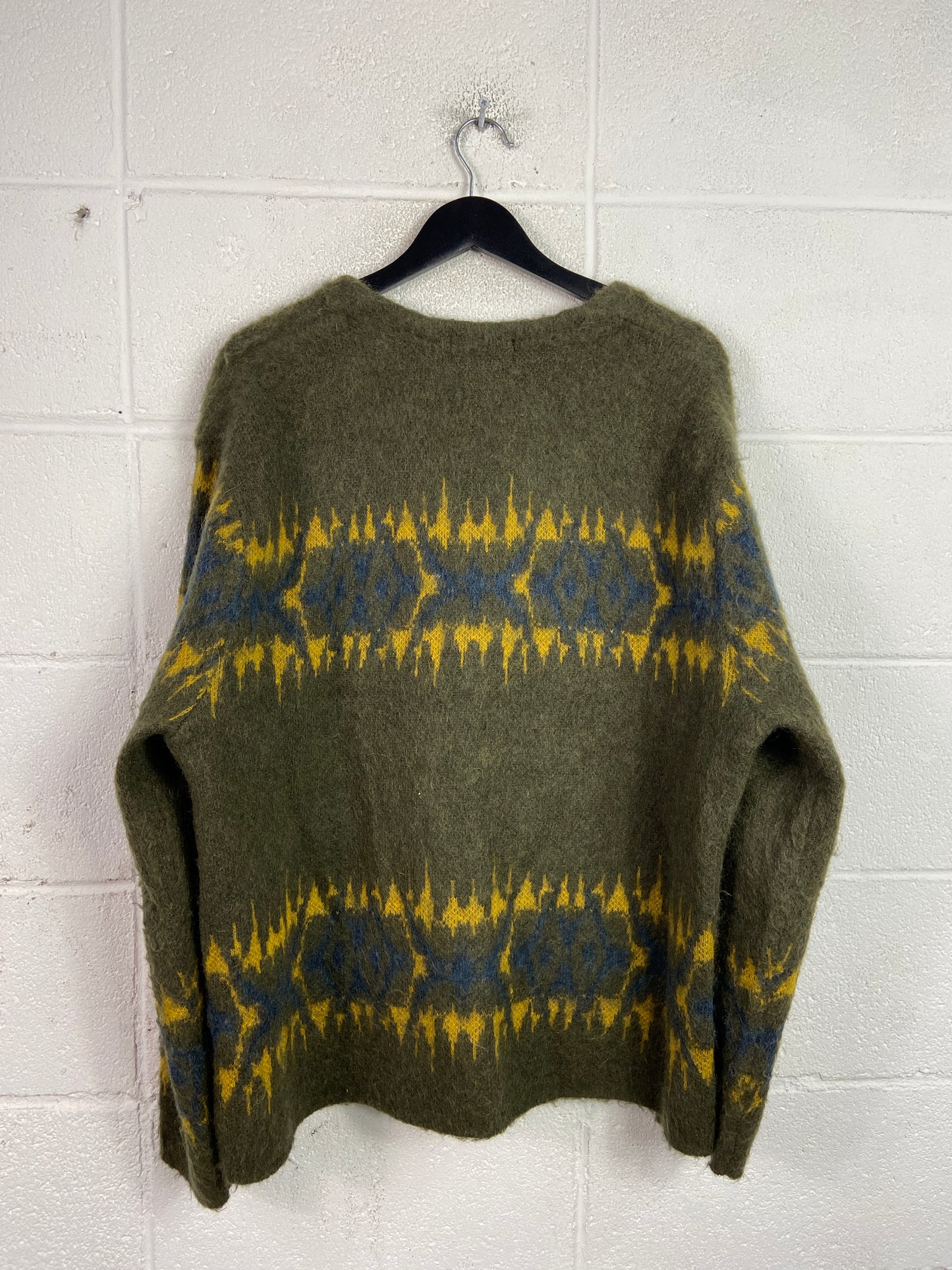 Supreme Mohair Abstract Stripe Olive Cardigan Sz XL