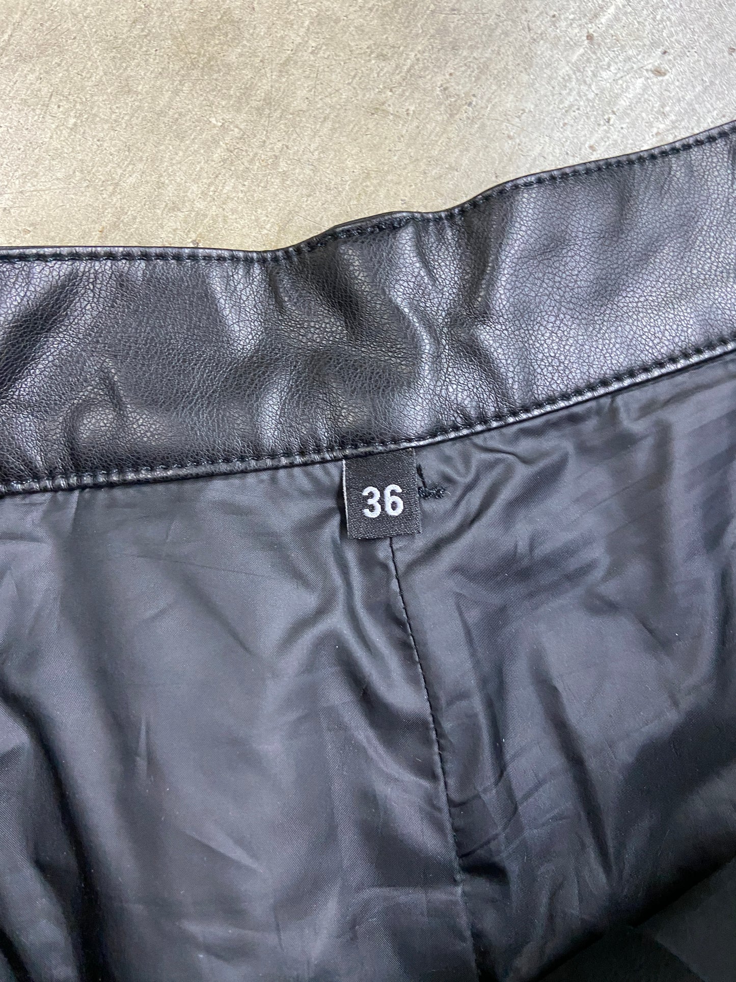Basketcase Gallery Black Leather Long Shorts Sz 36