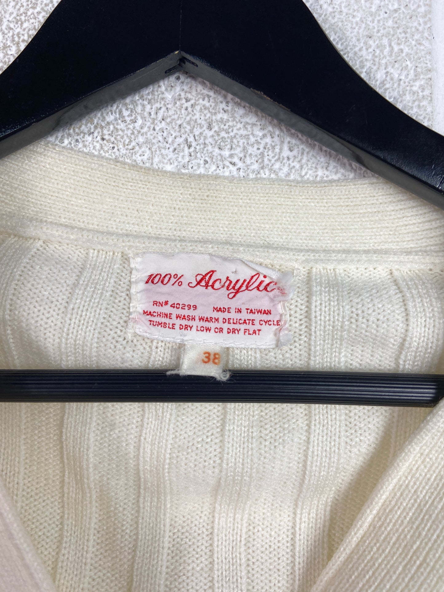VTG Cream Knitted Cardigan Sz Wmns M