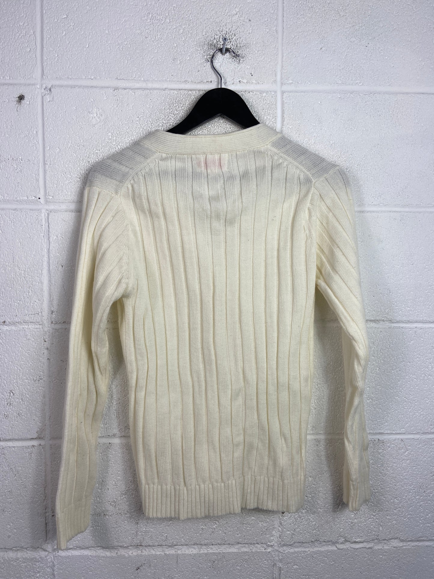 VTG Cream Knitted Cardigan Sz Wmns M
