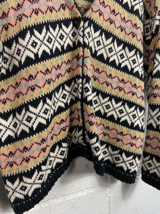 VTG Multicolor Woven Cardigan Sz Wmns M