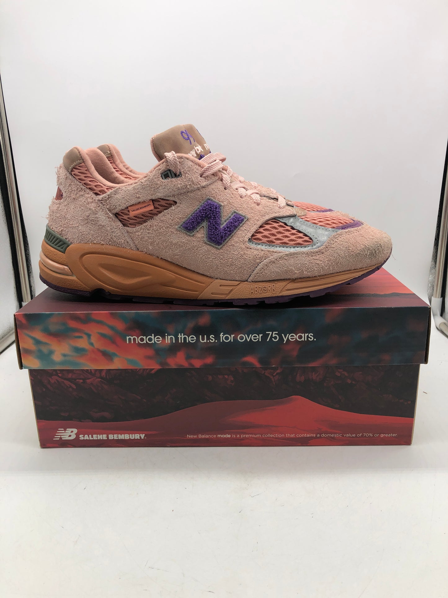 Preowned New Balance 990v2 Salehe Bembury Sand Be The Time Sz 12M/13.5W M990SB2