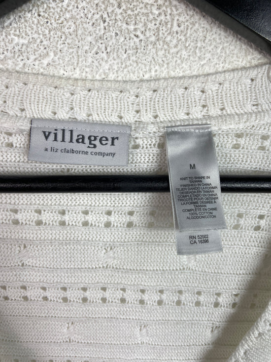 VTG Liz Caliborne White Knitted Cardigan Sz Wmns M