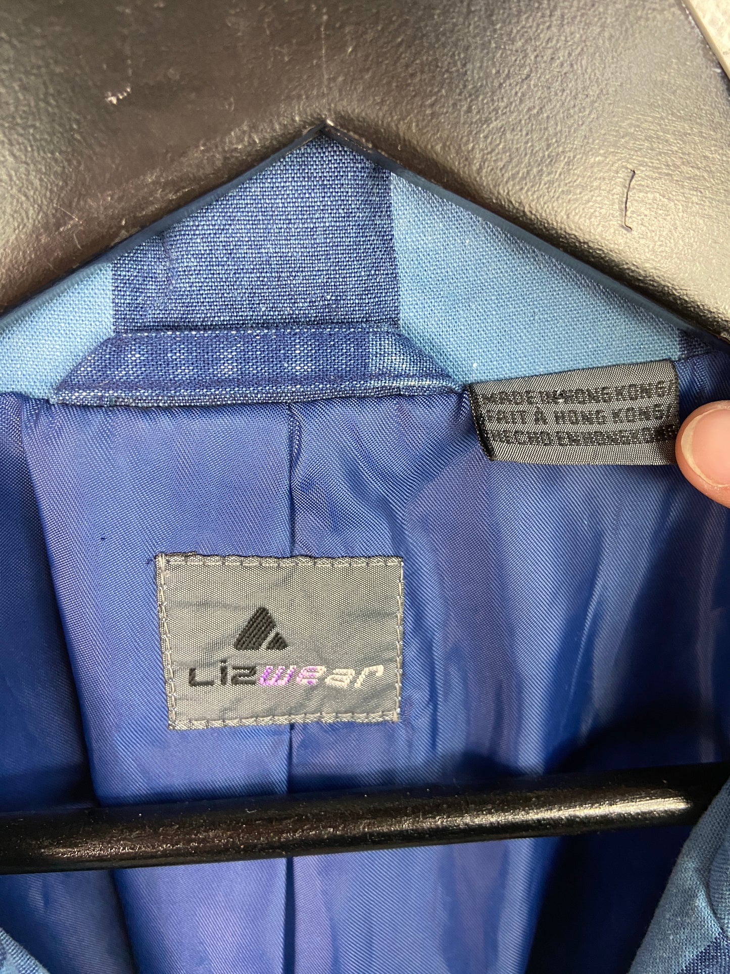 VTG Lizwear Check Denim Blazer Jacket Sz Wmns M