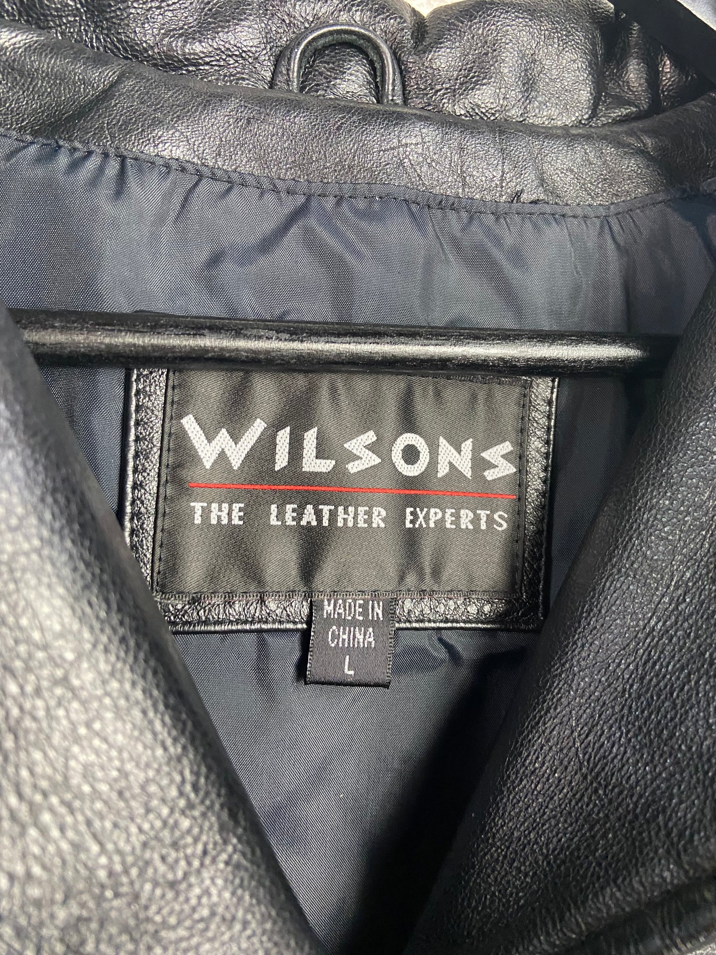 Preowned Y2K Wilsons Black Leather Button Up Jacket Sz Wmns L