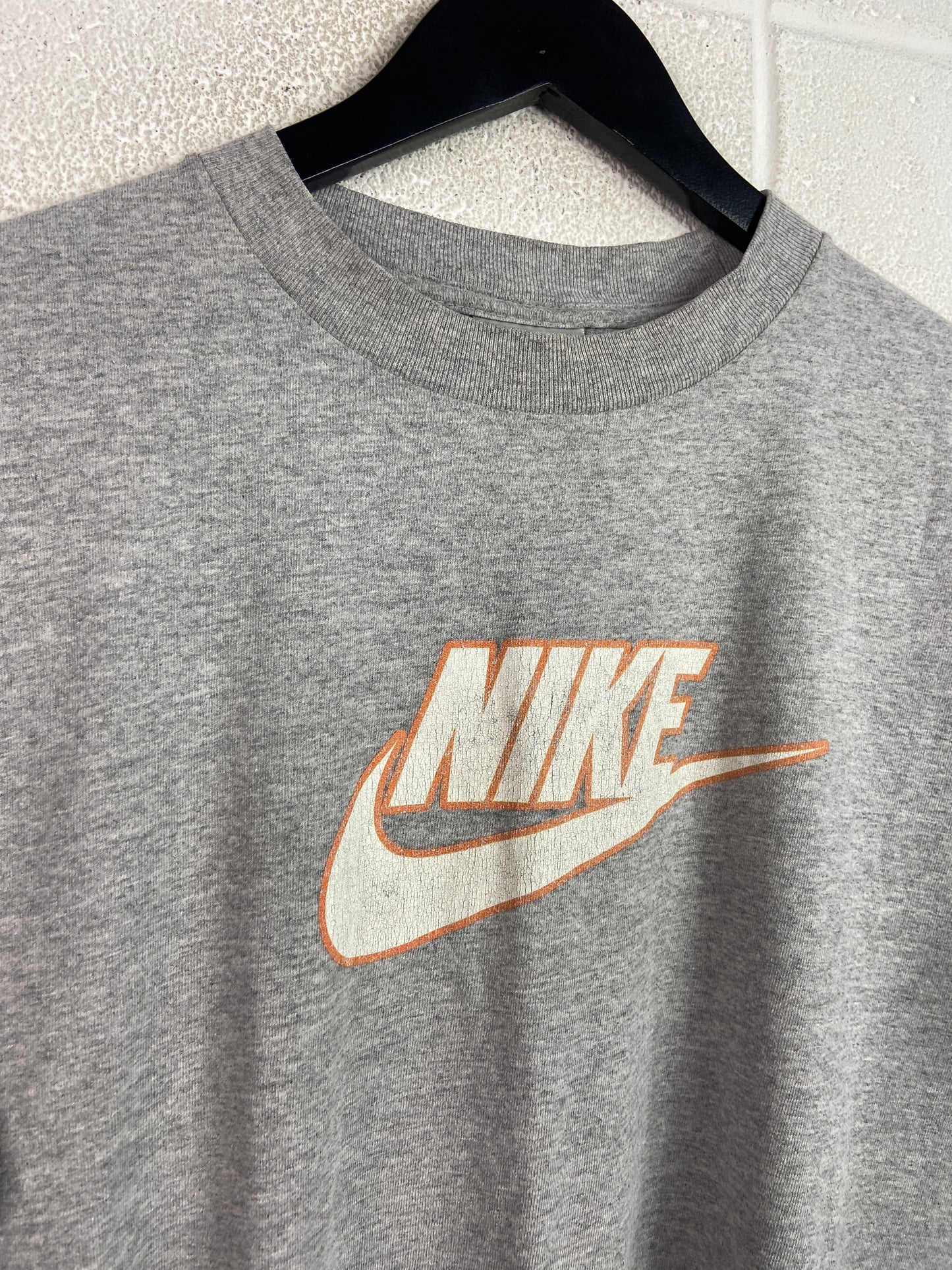 VTG Nike Plain Logo Gray/Orange Tee Sz L