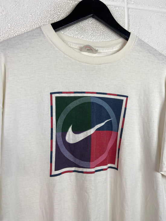 VTG Nike Multicolor Square Logo Tee Sz L/XL