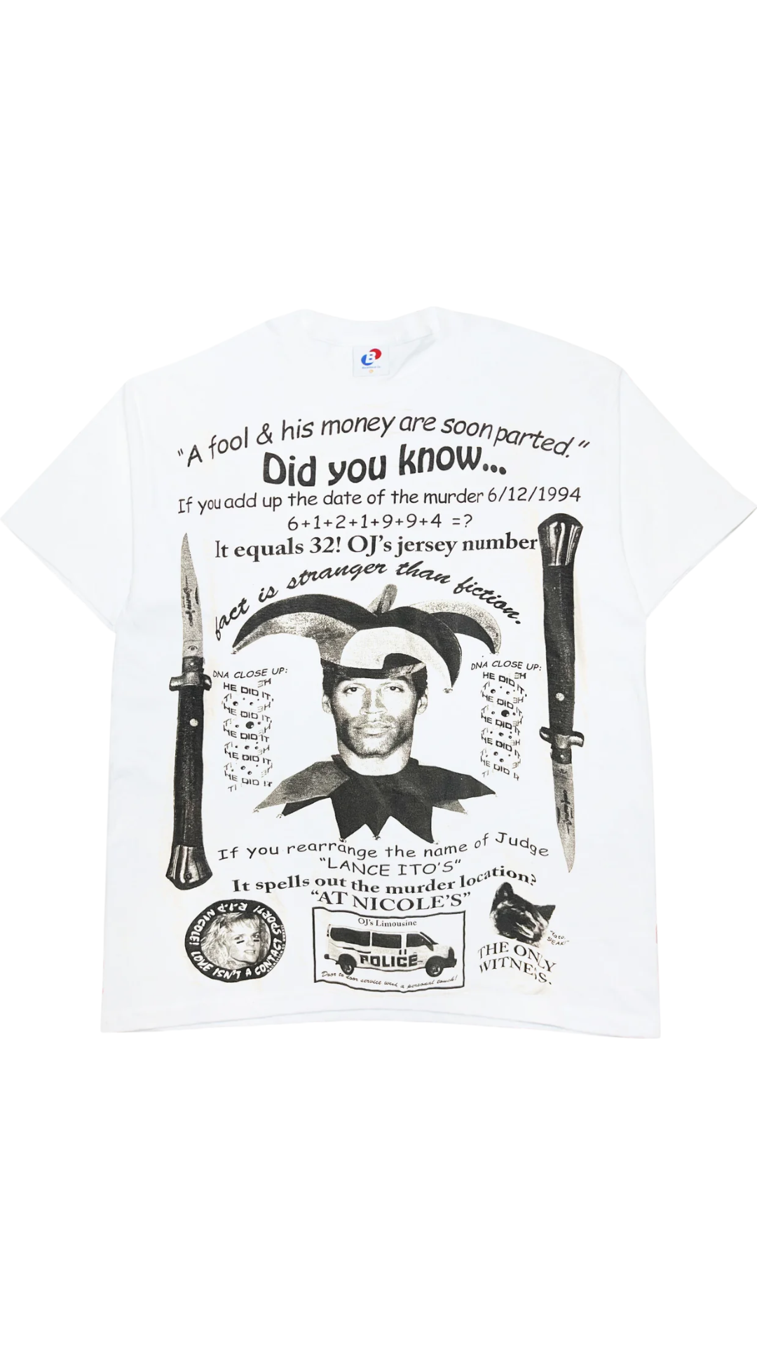 Backstock Co.  OJ 'Courtroom Conspiracies' Orig. Fan Art Tee