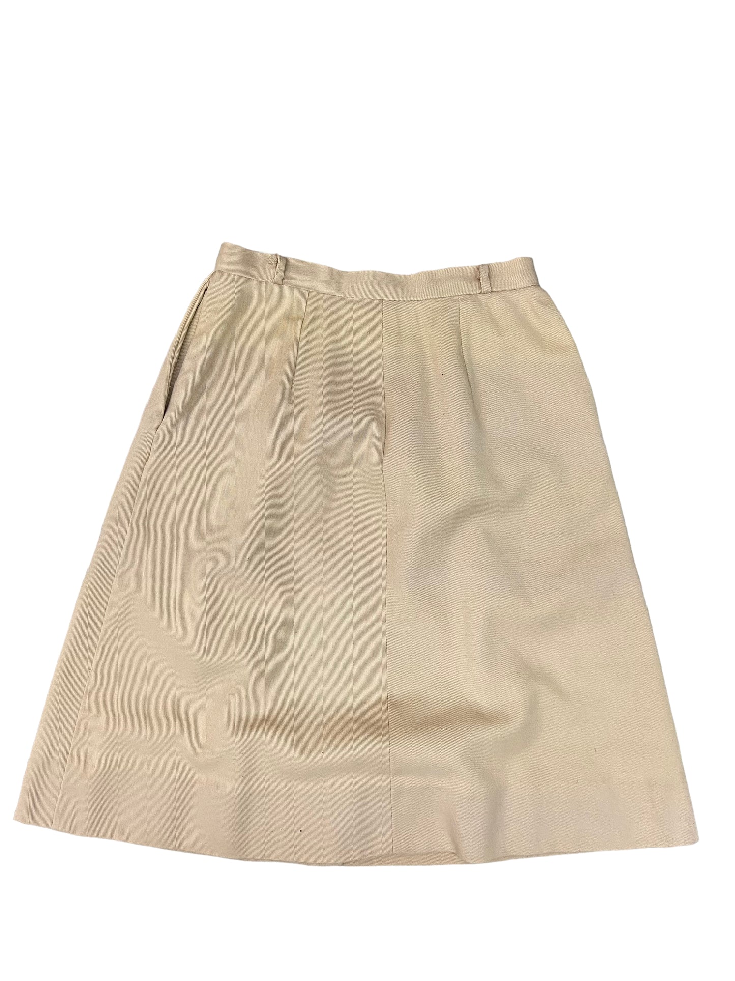 VTG Khaki Button Front Skirt Sz 30x26