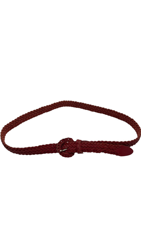 Red Leather Braided belt Sz M/L