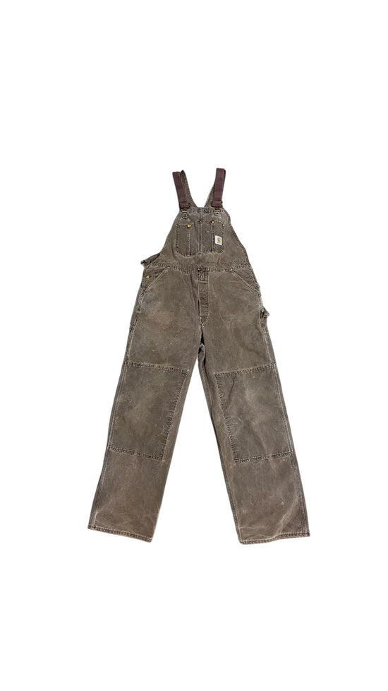 Preowned Heavily Faded Carhartt Brown Overalls Sz 40 Waist