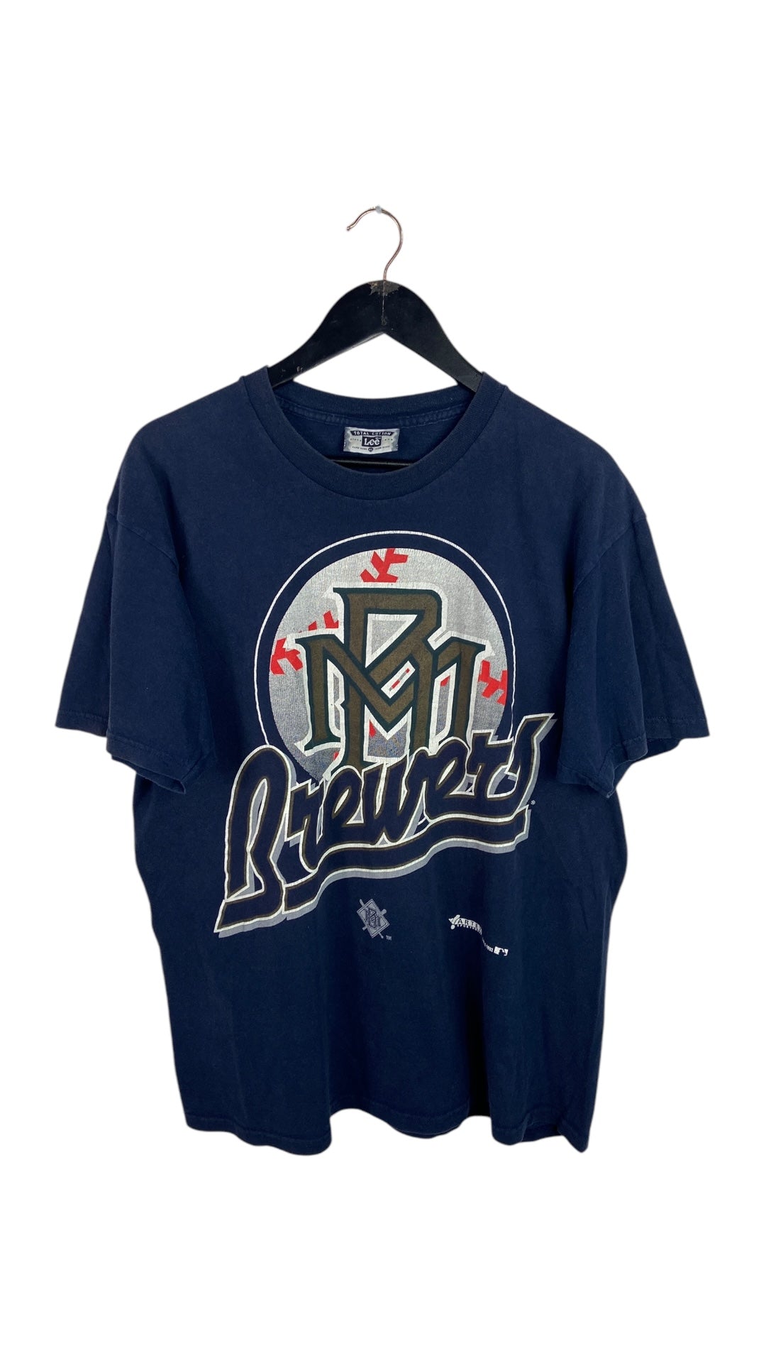 VTG Milwaukee Braves Retro MLB Logo Navy Tee Sz XL